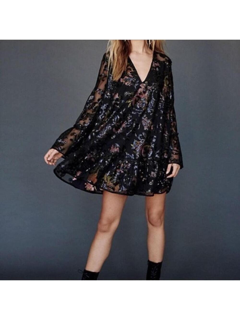 NWOT Free People Falling Flowers Frock Mini Dress size S - Picture 2 of 9